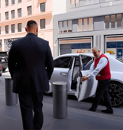 Aziz sitting into the cat